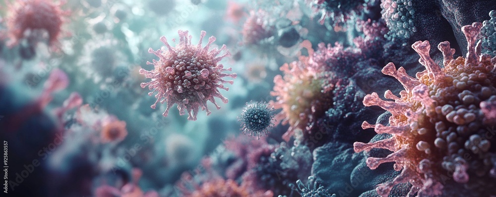 This is a photo taken under a microscope of a virus that threatens human health, and is an image needed for medical care, medicine, and research. Generative AI
This is a photo taken under a microscope of a virus that threatens human health, and is an image needed for medical care, medicine, and research. Generative AI