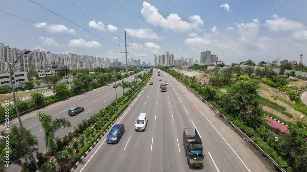 Above View of Vehicles Moving On Highway At Day Time Above View of Vehicles Moving On Highway At Day Time