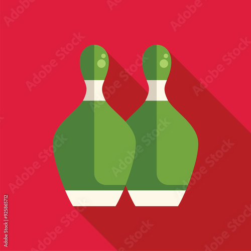 Green bowling pins standing on a red background, perfect for representing the concept of bowling