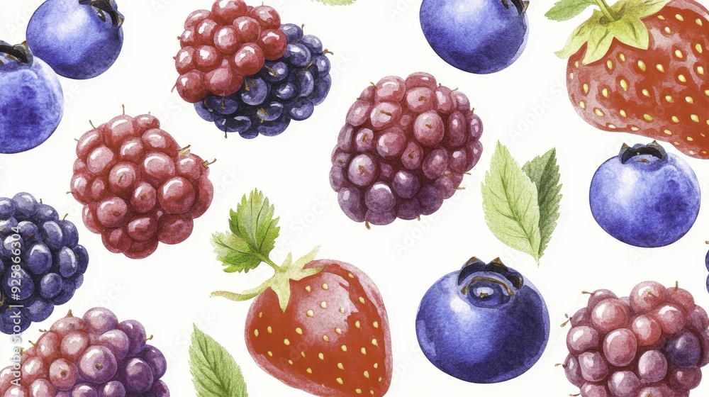 Watercolor Berries Pattern Background Design Watercolor Berries Pattern Background Design