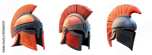 Spartan Helmets Set Isolated on Transparent Background photo