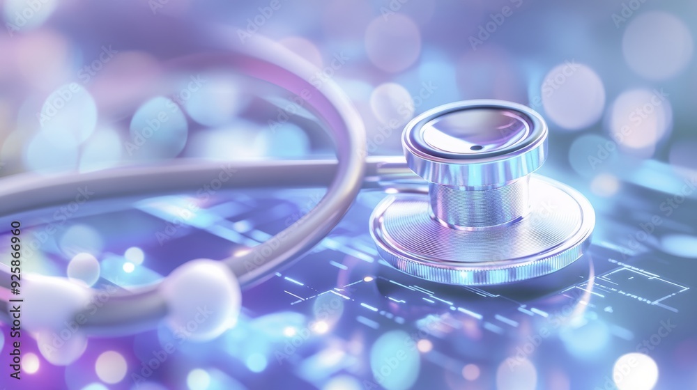 Stethoscope on Digital Background, Medical Technology Stethoscope on Digital Background, Medical Technology