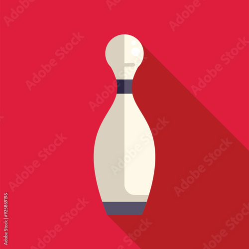 White bowling pin is casting a long shadow on a red background