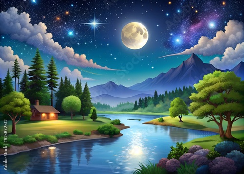 Amazing natural scenery night view  wallpaper