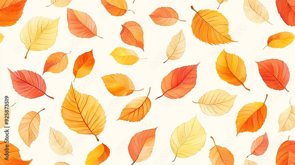 Obraz premium Colorful autumn leaves scattered on a light background