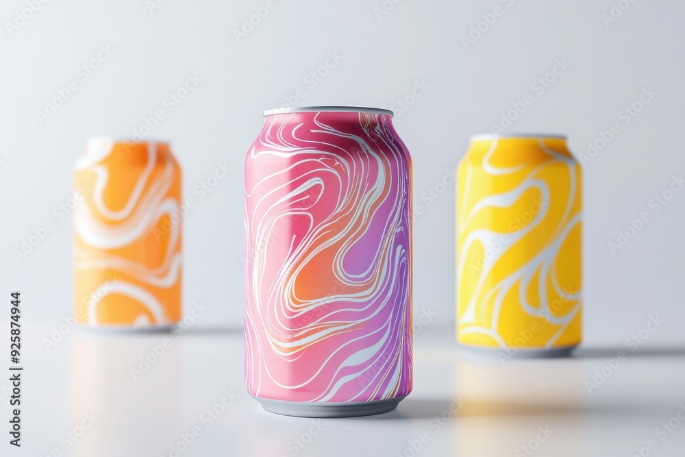 Obraz premium Soda can visual representation showcasing a flatlay packaging layout