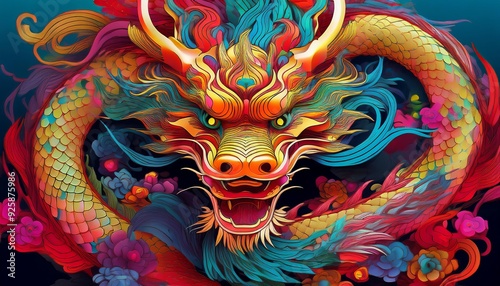  Chinese dragon in fantasy shape generative AI 