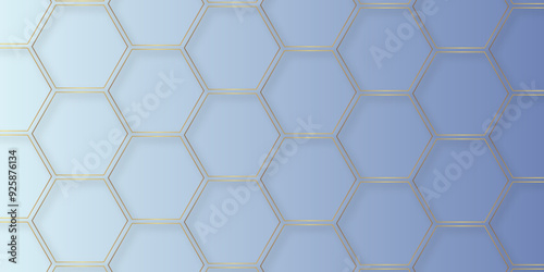 Abstract minimal geometric white and gold light background design. Vector illustration of hexagons pattern. luxury white pattern geometric mesh cell texture. Modern pattern elegant gold line template
