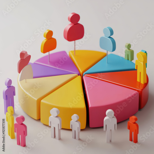 Colorful pie chart with figures pie chart data representation colorful figures teamworkimage conveyssense of collaboration and analysis. photo