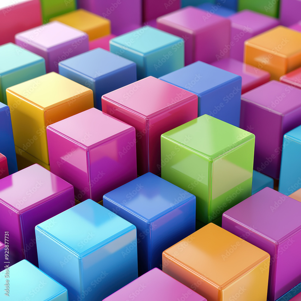Colorful, blocks, cubes, 3D, arrangement Colorful, blocks, cubes, 3D, arrangement