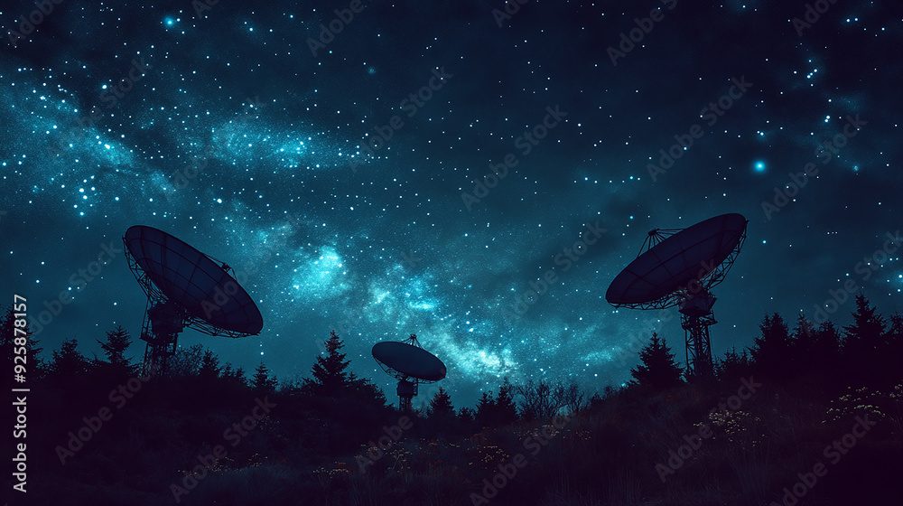 Fototapeta premium beautiful night time with Observatory antenna