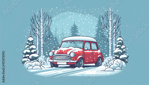 snow covered car