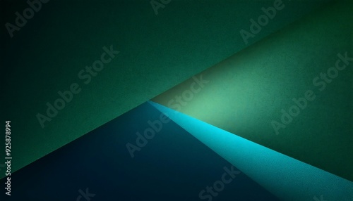 Green grainy gradient geometric background, dark green with blue lights shadows, noise texture effect