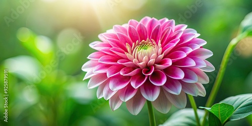 Vibrant pink and white flower with delicate petals and lush green leaves, blossom, nature, floral, garden, bloom, petals