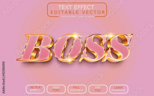 Boss 3d luxury super gold sparkle text style effect template