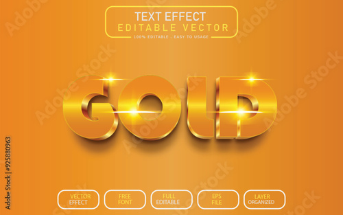 Gold retro vintage text effect, Editable text effect