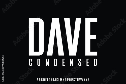 Modern luxury tall condensed alphabet display font vector illustration