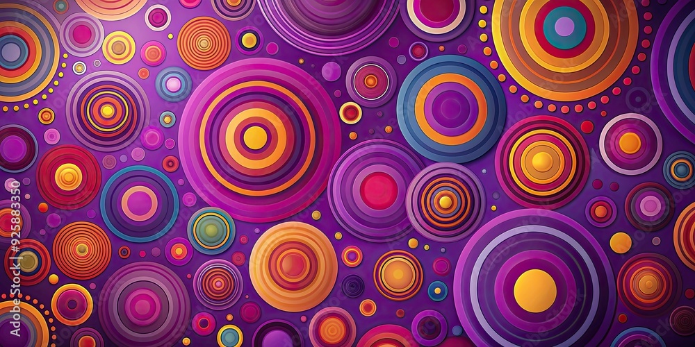 Vibrant painting of circles on striking purple background, circles, vibrant, painting, colorful, abstract, geometric, design Vibrant painting of circles on striking purple background, circles, vibrant, painting, colorful, abstract, geometric, design