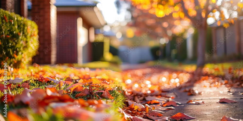 Typical suburb background. late autumn. front yard. Soft focus shallow depth of field background. Typical suburb background. late autumn. front yard. Soft focus shallow depth of field background.