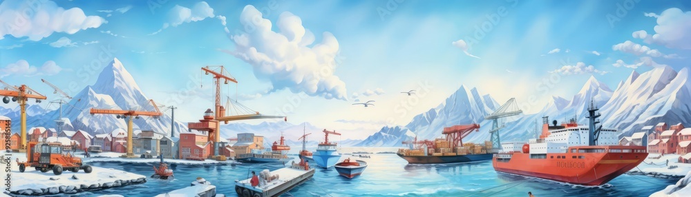 Fototapeta premium Supply chain, efficient logistics, seamless operations, Watercolor style