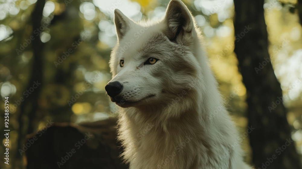 Obraz premium White Wolf in the Forest