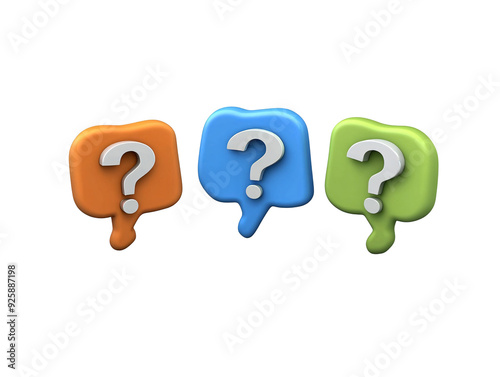 a group of colorful speech bubbles with question marks