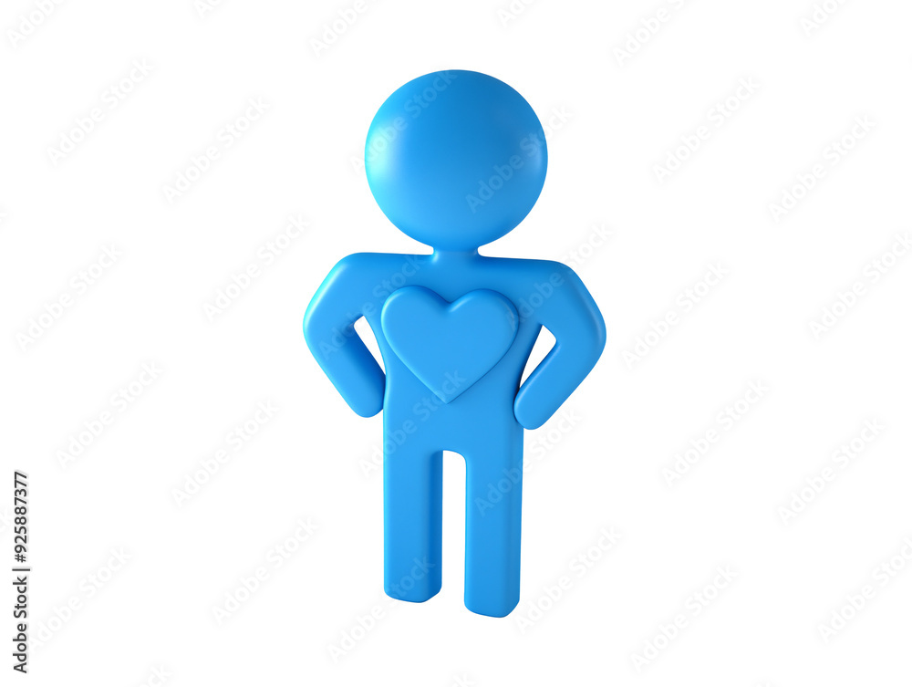 a blue cartoon figure with a heart on it a blue cartoon figure with a heart on it