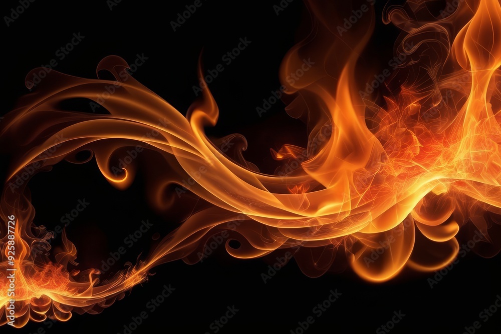 Fototapeta premium Abstract Flame Swirls on Black Background