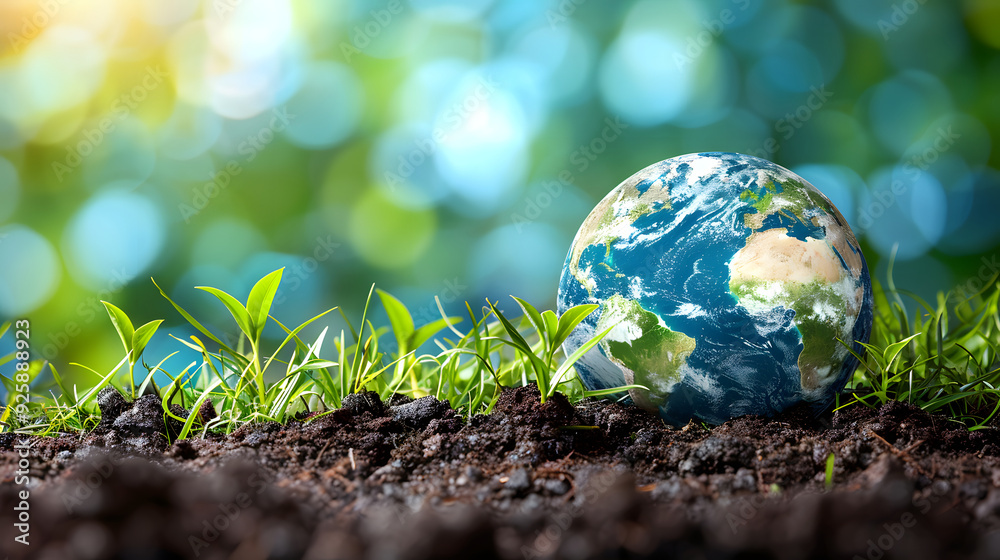 Infinite earth land isolated with green grass. Concept of Eco and Circular Economy. Infinite earth land isolated with green grass. Concept of Eco and Circular Economy.