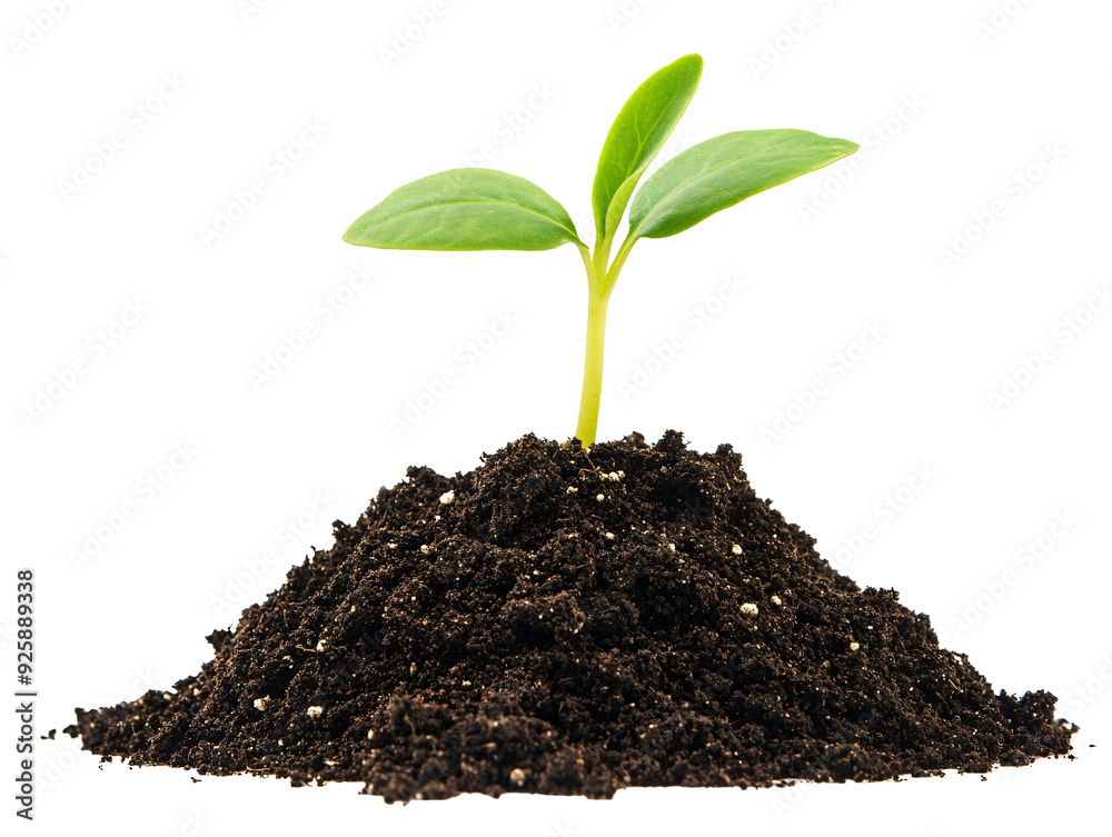 a green plant growing out of dirt a green plant growing out of dirt