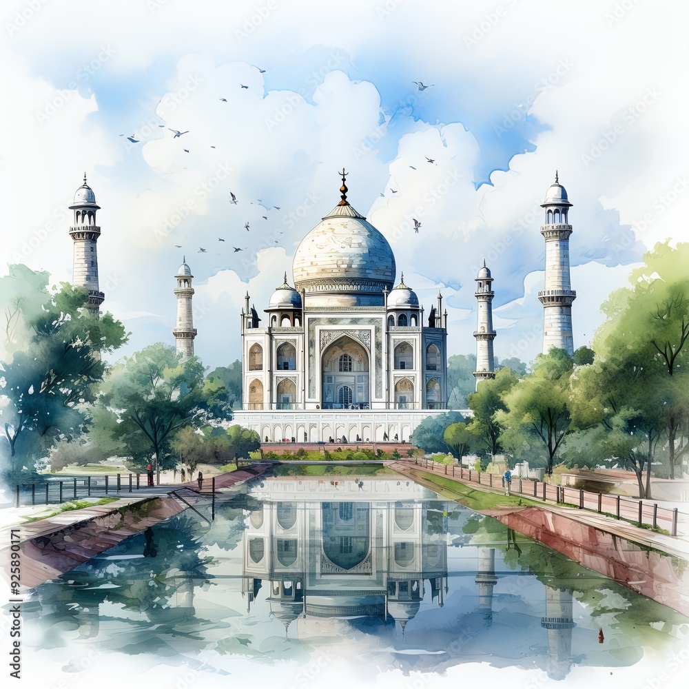 Obraz premium Watercolor Illustration for Indian Independence Day Celebration - Colorful and Vibrant Artwork Depicting the Spirit of Freedom and Patriotism in India