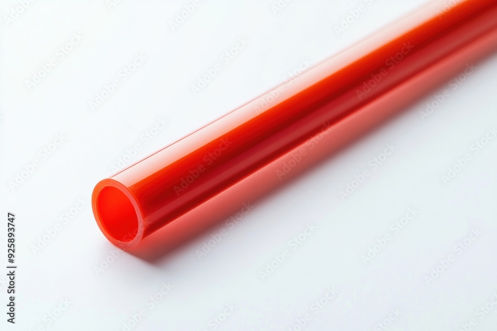 Detailed view of a crimson eco-friendly straw set against a light background, featuring an isolated design for convenient application Detailed view of a crimson eco-friendly straw set against a light background, featuring an isolated design for convenient application