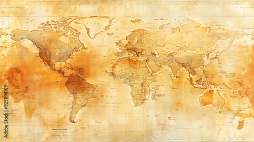 A panoramic graph showing the rise in global temperatures from 1900 to 1920, detailed data points, warm colors representing the increasing heat, a vintage world map in the background, hd quality,