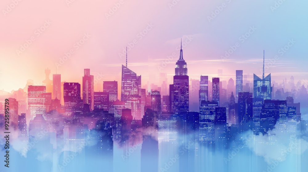 Create a product background featuring a contemporary cityscape silhouette. Create a product background featuring a contemporary cityscape silhouette.