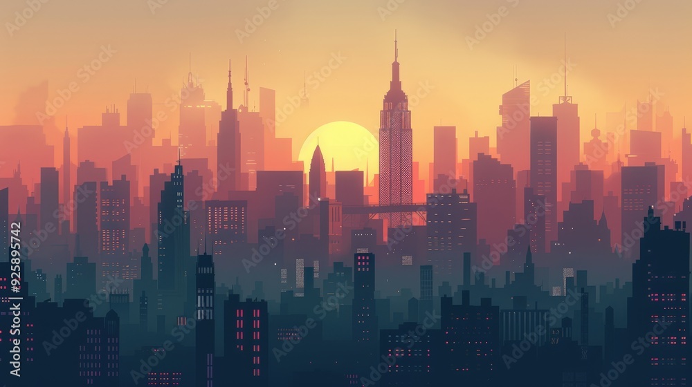 Fototapeta premium Create a product background featuring a contemporary cityscape silhouette.