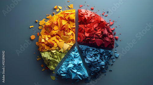 Abstract Broken Colorful Pie Chart Illustration