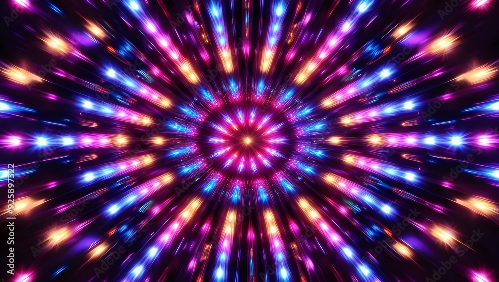 A dynamic background featuring vibrant LED lights arranged in a symmetrical geometric design, glowing with vivid colors. A dynamic background featuring vibrant LED lights arranged in a symmetrical geometric design, glowing with vivid colors.