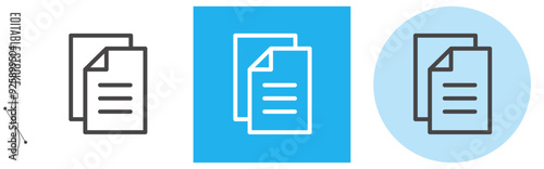 ２枚の書類、資料、文書などのドキュメント｜ライン・アイコン　[線の編集可能]