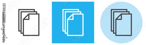 複数の書類、資料、文書などのドキュメント｜ライン・アイコン　[線の編集可能]