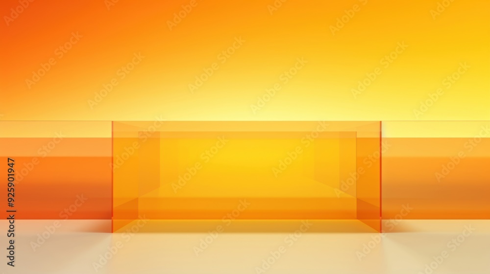A gradient orange background features transparent glass blocks, creating a modern and sleek visual effect A gradient orange background features transparent glass blocks, creating a modern and sleek visual effect