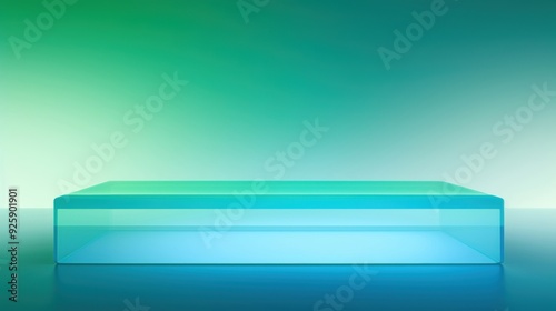 Wallpaper Mural A minimalist arrangement of frosted glass cubes set against a blue-green gradient background, showcasing a modern and abstract design with a focus on transparency and geometric forms Torontodigital.ca