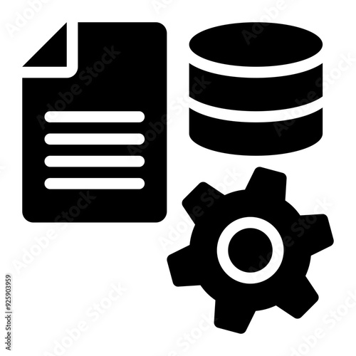 big data, engine, machine, operations, setting, engineering, operational database glyph or solid icon