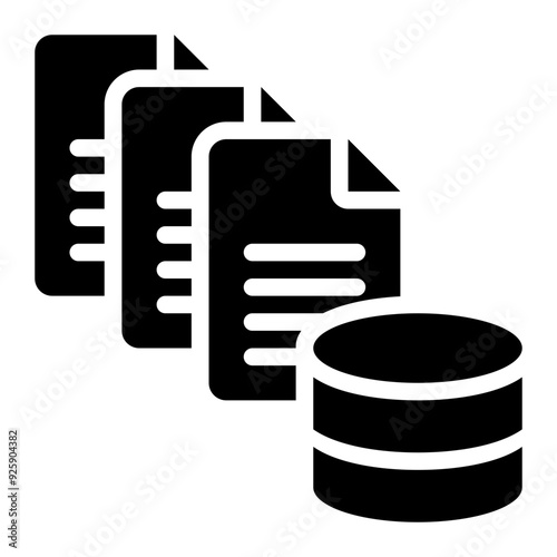 data storage, data repository, database, big data, data quantity, database management glyph or solid icon