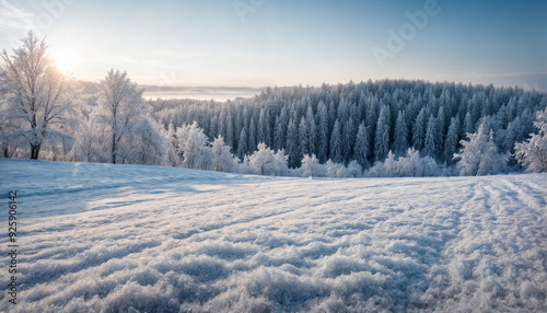 Winter background of snow and frost with free space for your decoration.