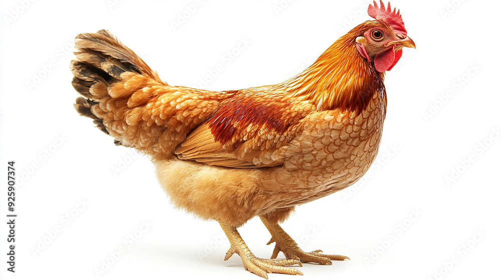 Fototapeta premium brown chicken hen on isolated white background