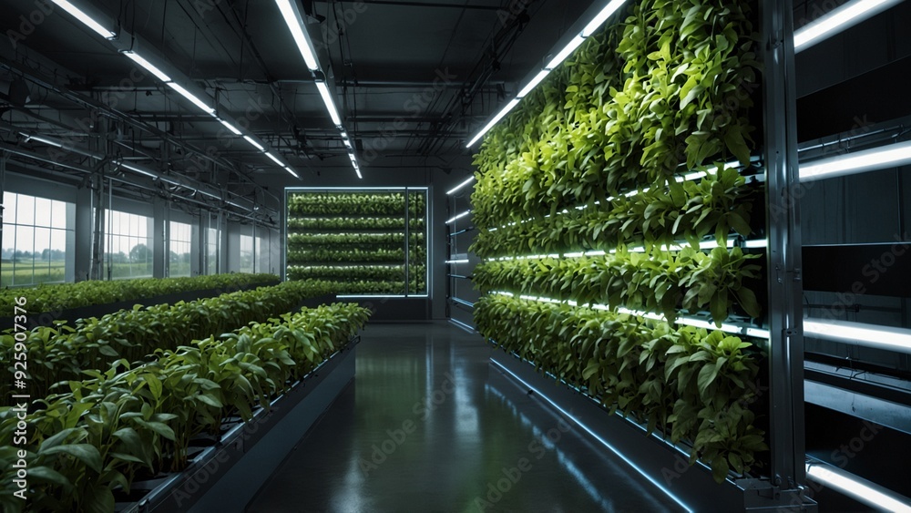 A futuristic smart farm combining vertical planting systems and automated irrigation systems, robot farmers managing crop growth, and drones monitoring field health. A futuristic smart farm combining vertical planting systems and automated irrigation systems, robot farmers managing crop growth, and drones monitoring field health.