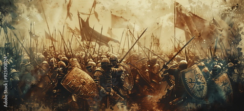 If a photo existed of medieval battles type of photo. AI-generated image. Hand edited.