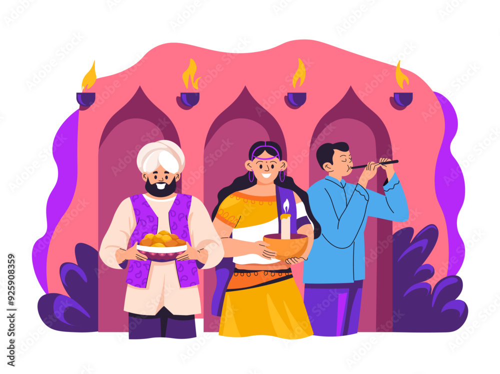 Family Celebrating Diwali Together vector Family Celebrating Diwali Together vector