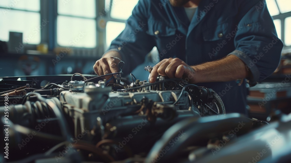 The mechanic repairing engine The mechanic repairing engine