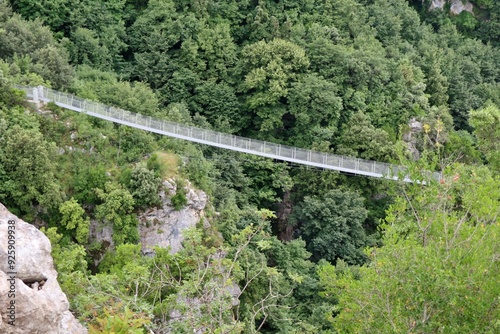 Obraz na płótnie Laviano - Ponte tibetano dalla cima della Rupe dell'Olivella w salonie